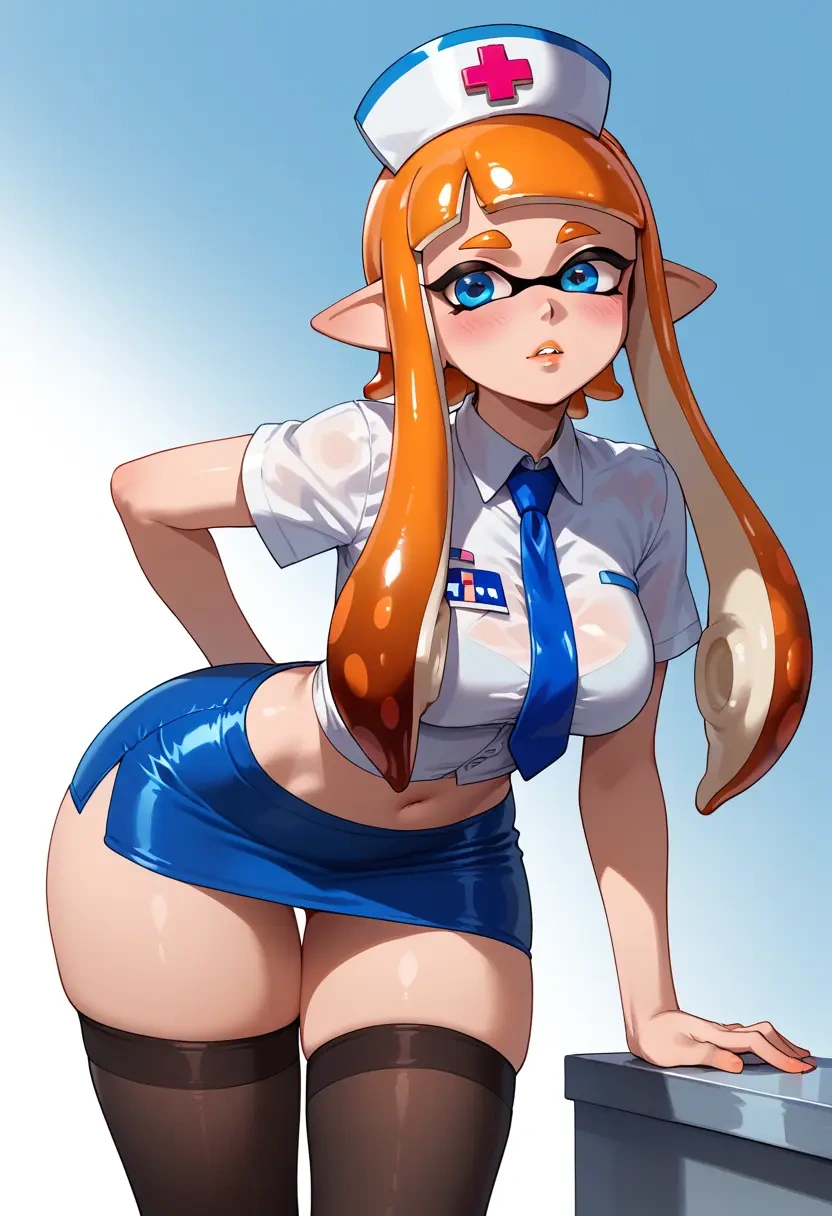 splatoon_(series),inkling,nurse pantyhose,mini skirt, sexy  - 