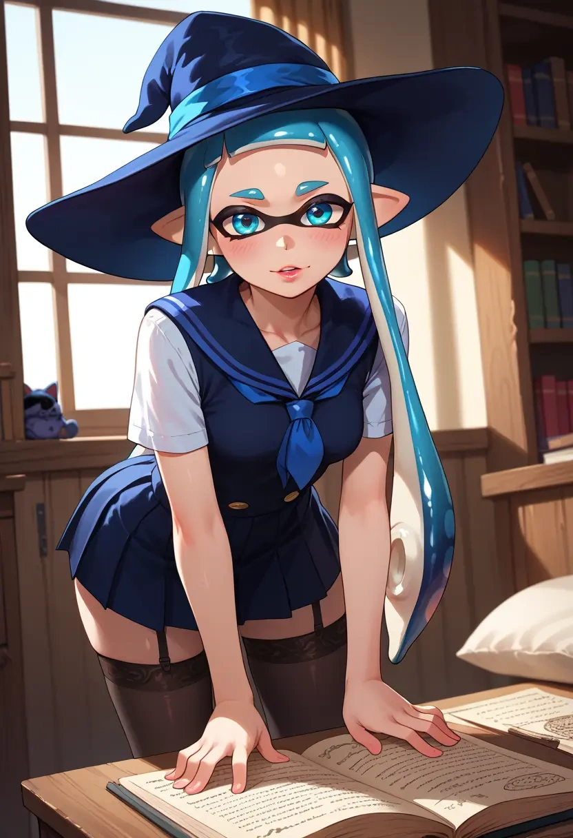 splatoon_(series),inkling,jk uniform, stockings  - 