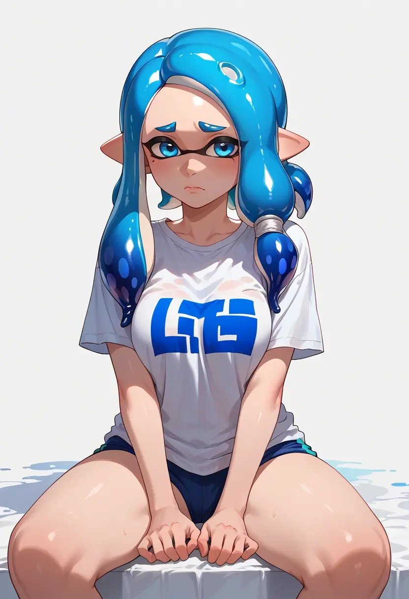 splatoon_(series),inkling,handwritten script shirt,dolphin shorts  - 