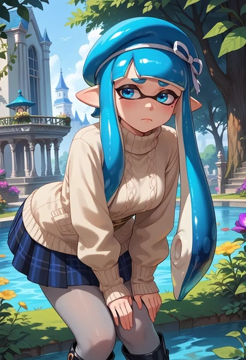 splatoon_(series),inkling,winter,student uniform,pea coat  - AI generated anime art