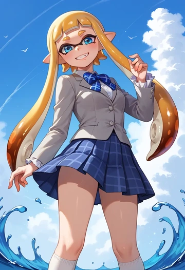 splatoon_(series),inkling,spring,student uniform,blazer  - AI generated anime art