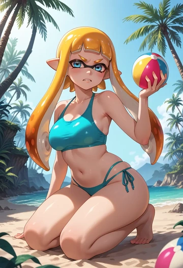 splatoon_(series),inkling_girl,bikini  - AI generated anime art