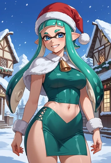 splatoon_(series),inkling_girl,Christmas,dress  - AI generated anime art