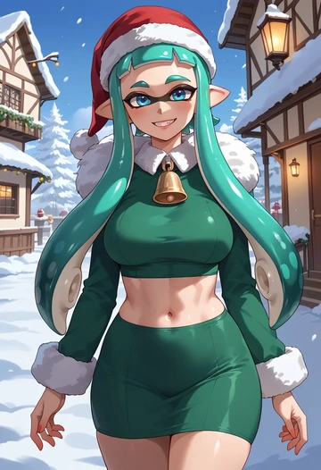 splatoon_(series),inkling_girl,Christmas,dress  - AI generated anime art