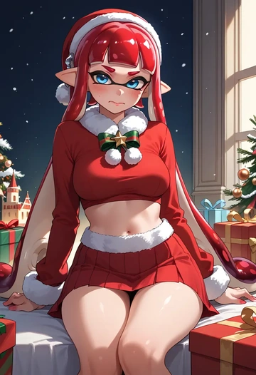 splatoon_(series),inkling_girl,Christmas,skirt  - AI generated anime art