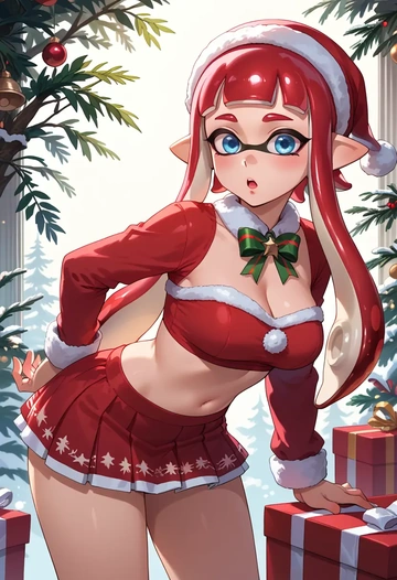 splatoon_(series),inkling_girl,Christmas,skirt  - AI generated anime art