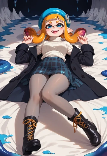 splatoon_(series),inkling_girl,winter,student uniform,pea coat  - AI generated anime art