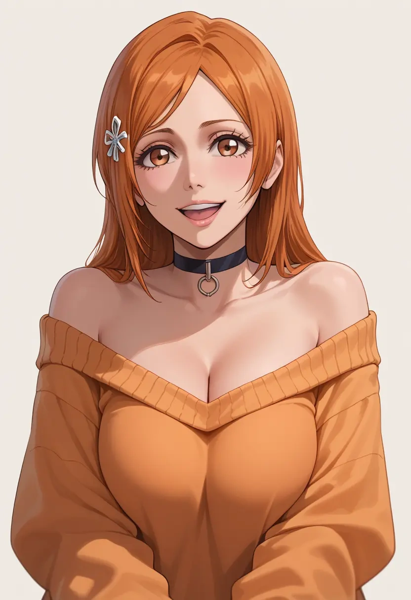 bleach,inoue_orihime,orange,sweater,choker  - 