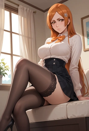 bleach,inoue_orihime,shorts, pantyhose  - AI generated anime art