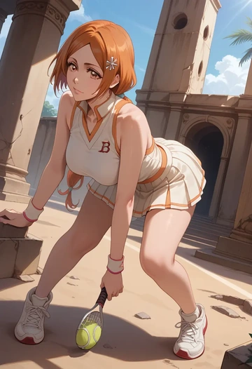 bleach,inoue_orihime,tennis skirt  - AI generated anime art