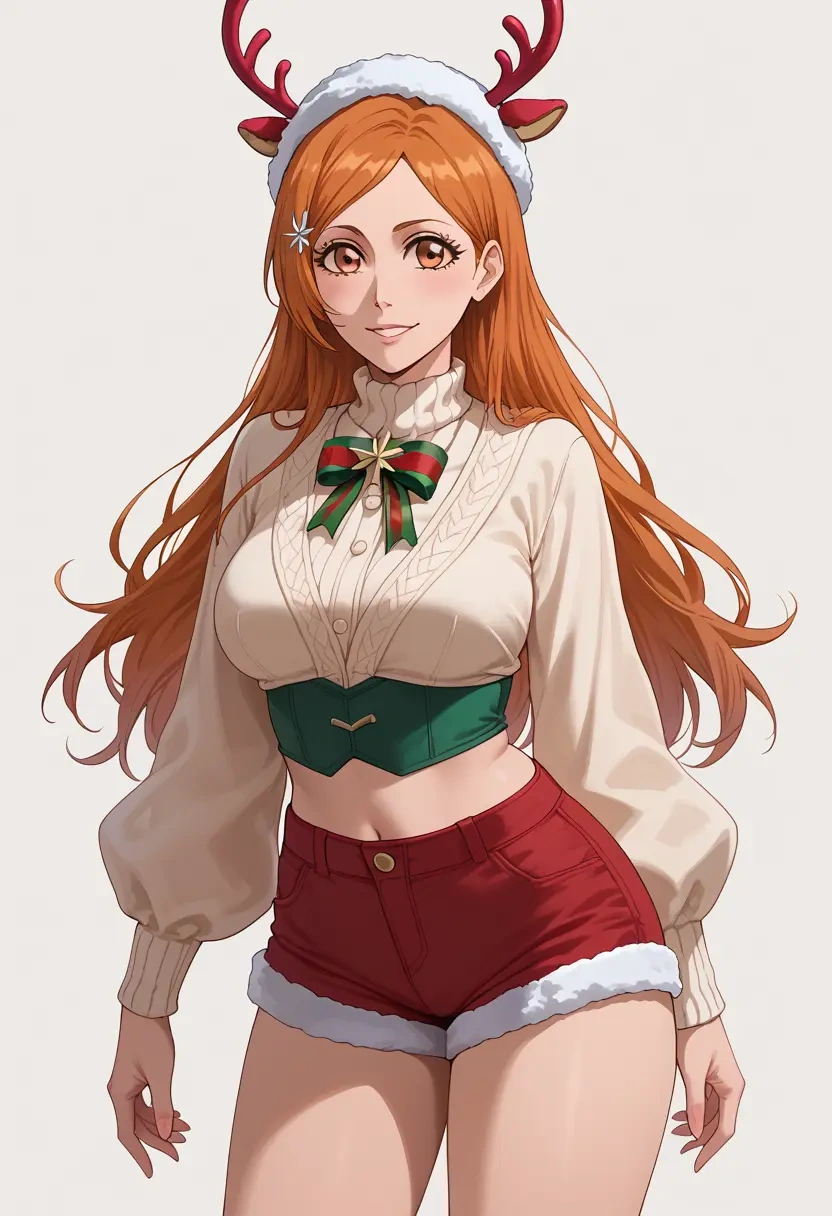 bleach,inoue_orihime,Christmas,red velvet shorts  - 