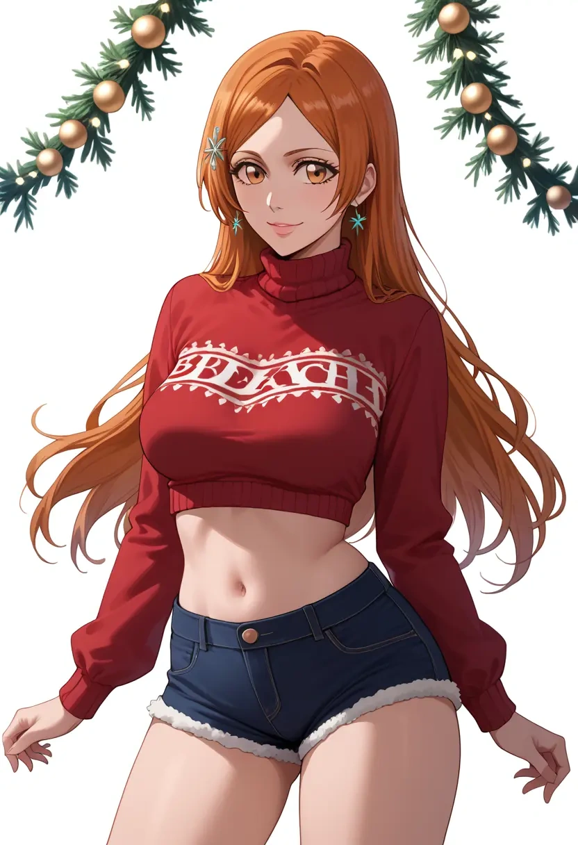 bleach,inoue_orihime,Christmas,red velvet shorts  - 