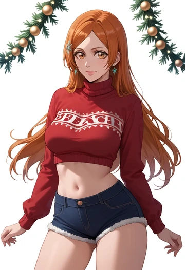 bleach,inoue_orihime,Christmas,red velvet shorts 