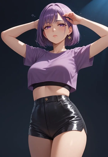 lycoris_recoil,inoue_takina,leather,shorts,crop top  - AI generated anime art