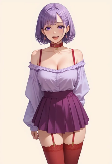 lycoris_recoil,inoue_takina,collar,oversized,Thigh garters  - AI generated anime art