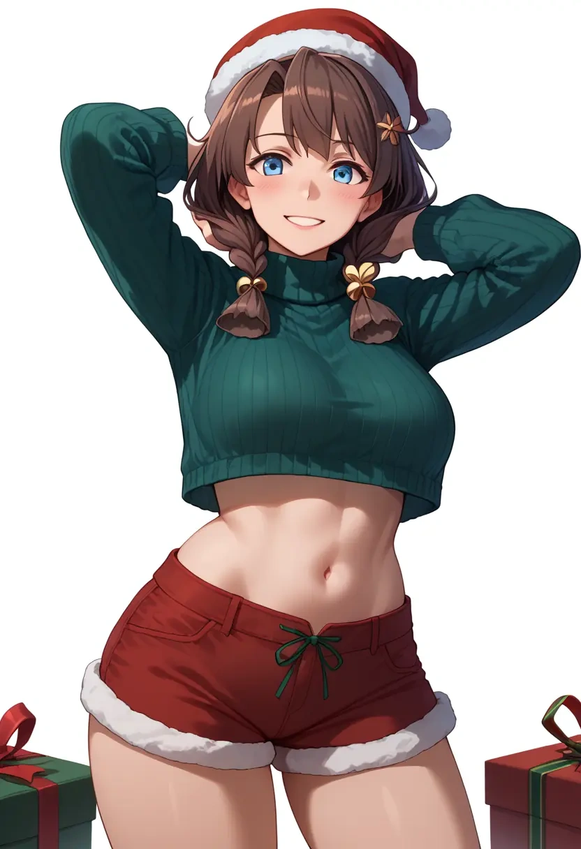 kantai_collection,intrepid_(kancolle),Christmas,red velvet shorts,turtleneck sweater  - 