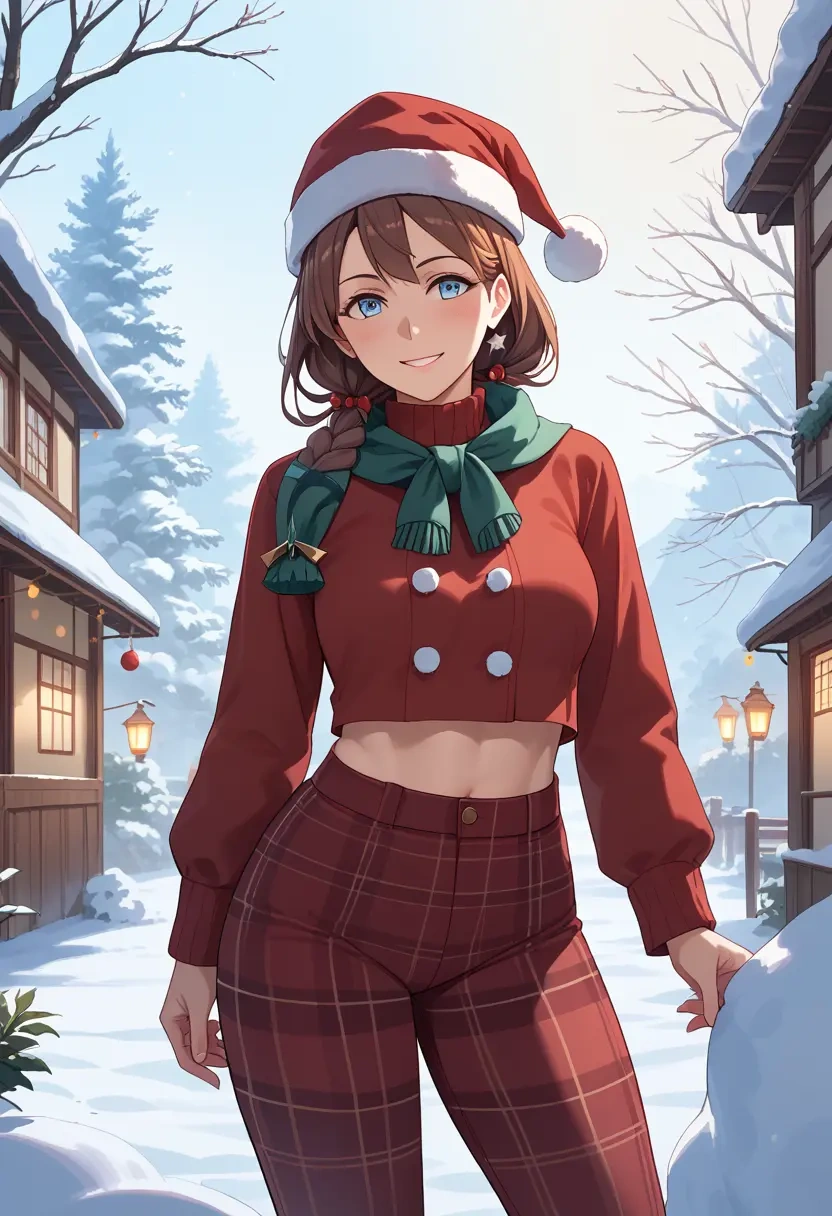 kantai_collection,intrepid_(kancolle),Christmas,plaid trousers  - 