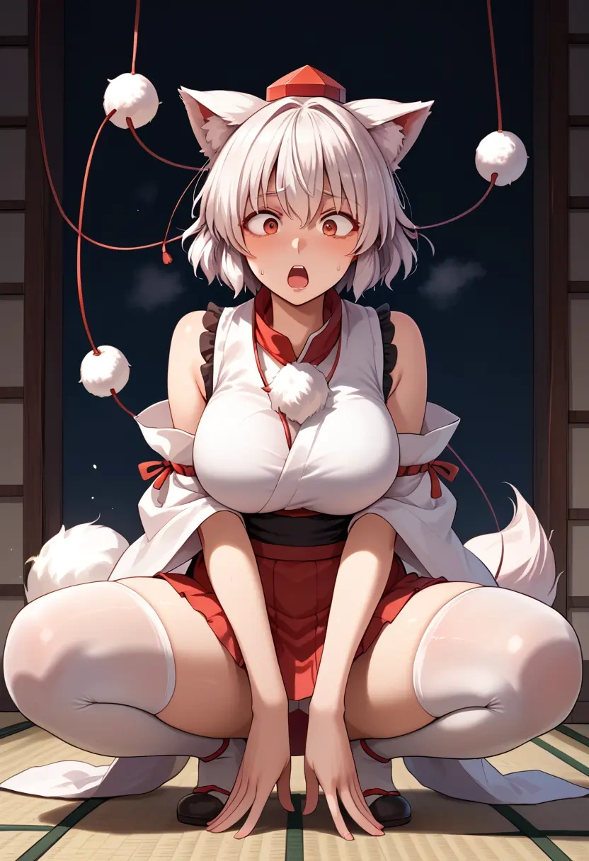 touhou,inubashiri_momiji,mini skirt,stockings  - 