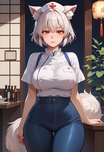 touhou,inubashiri_momiji,nurse  - AI generated anime art