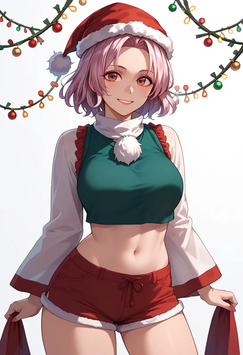 touhou,inubashiri_momiji,Christmas,red velvet shorts  - 