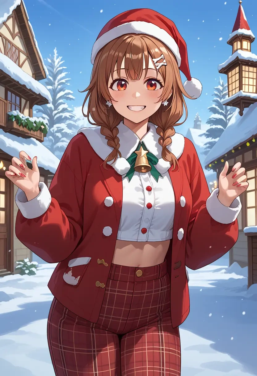 hololive,inugami_korone_(1st_costume),Christmas,plaid trousers  - 