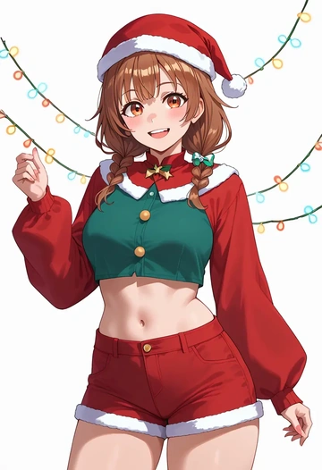 hololive,inugami_korone_(1st_costume),Christmas,red velvet shorts  - AI generated anime art