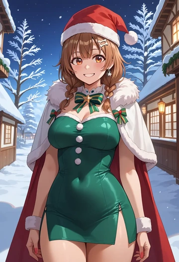 hololive,inugami_korone_(1st_costume),Christmas,dress  - AI generated anime art