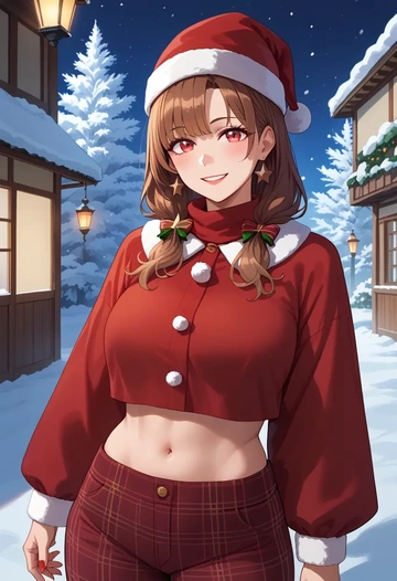 nijisanji,inui_toko,Christmas,plaid trousers  - AI generated anime art