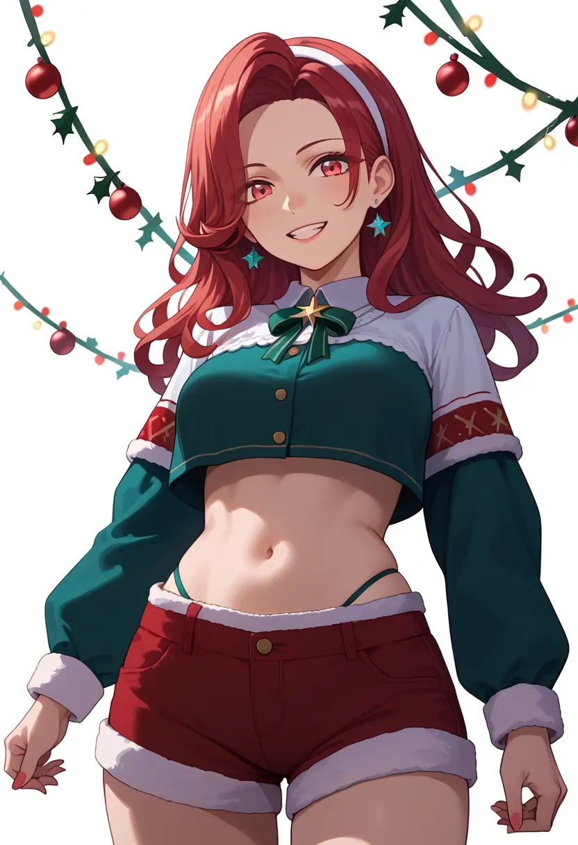 nijisanji,inui_toko,Christmas,red velvet shorts  - 