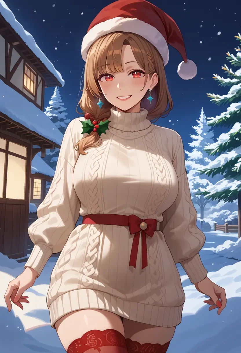 nijisanji,inui_toko,Christmas,sweater dress,stockings  - 