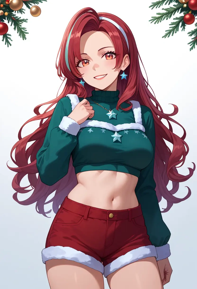 nijisanji,inui_toko,Christmas,red velvet shorts  - 