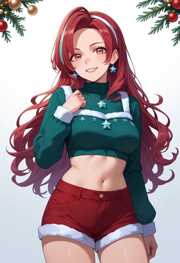 nijisanji,inui_toko,Christmas,red velvet shorts  - AI generated anime art