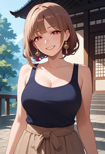 nijisanji,inui_toko,tank top,mesh,cycling shorts  - AI generated anime art