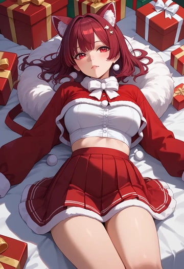 nijisanji,inui_toko,Christmas,skirt  - AI generated anime art