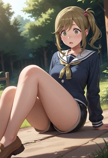 yurucamp,inuyama_aoi,leather,shorts  - AI generated anime art