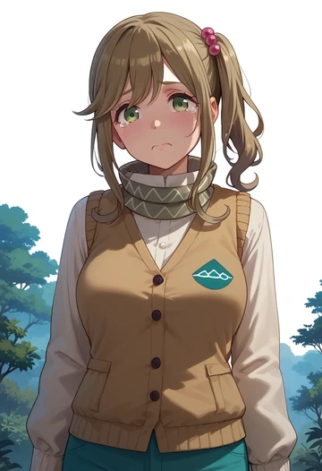 yurucamp,inuyama_aoi,vest,quilted,jogger pants  - AI generated anime art