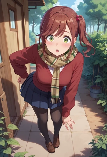 yurucamp,inuyama_aoi,winter,student uniform,cardigan  - AI generated anime art