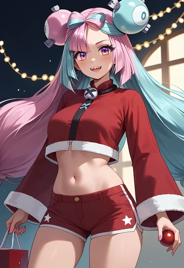 pokemon,iono_(pokemon),Christmas,red velvet shorts  - AI generated anime art