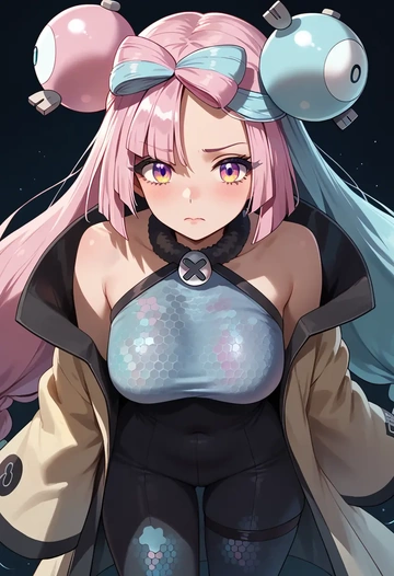 pokemon,iono_(pokemon),coat,fur-collar,tailored trousers  - AI generated anime art