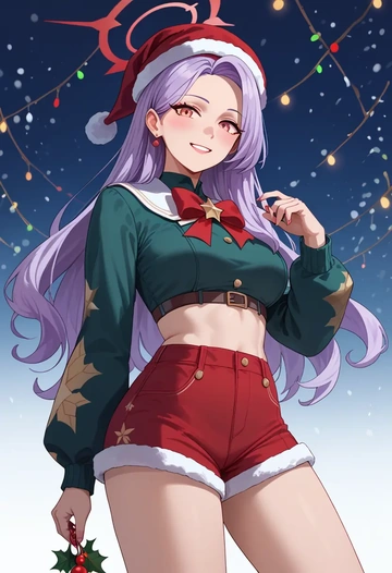 blue_archive,iori_(blue_archive),Christmas,red velvet shorts  - AI generated anime art