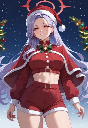 blue_archive,iori_(blue_archive),Christmas,red velvet shorts  - AI generated anime art