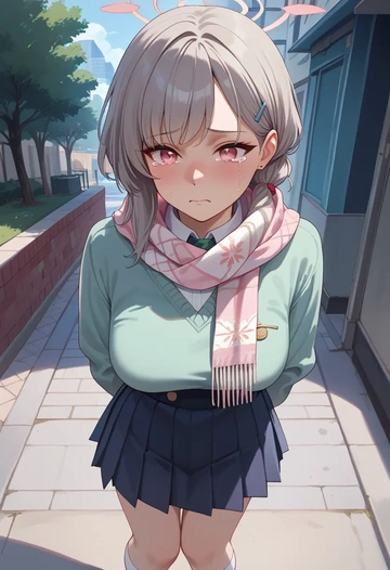 blue_archive,iori_(blue_archive),spring,student uniform,knit sweater  - AI generated anime art