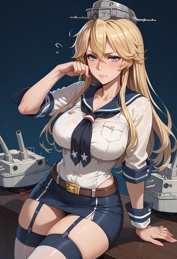 kantai_collection,iowa_(kancolle),mini skirt, stockings  - AI generated anime art