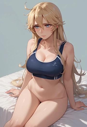 kantai_collection,iowa_(kancolle),sports bra,high-waisted leggings  - AI generated anime art