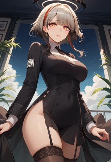 arknights,irene_(arknights),secretary, stockings  - AI generated anime art