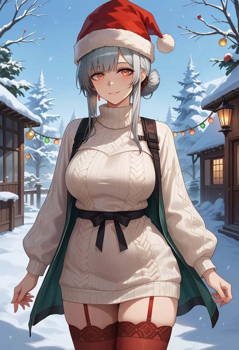 arknights,irene_(arknights),Christmas,sweater dress,stockings  - 