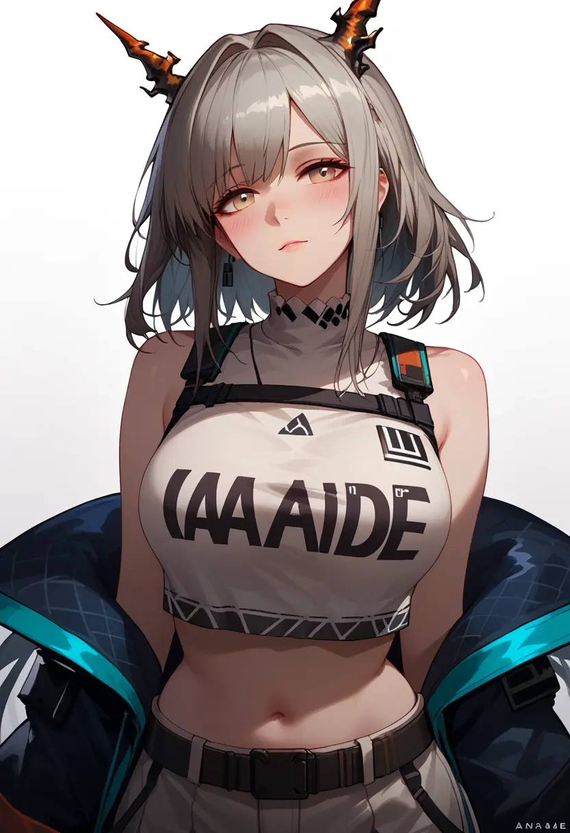 arknights,irene_(arknights),crop top,athletic shorts  - 