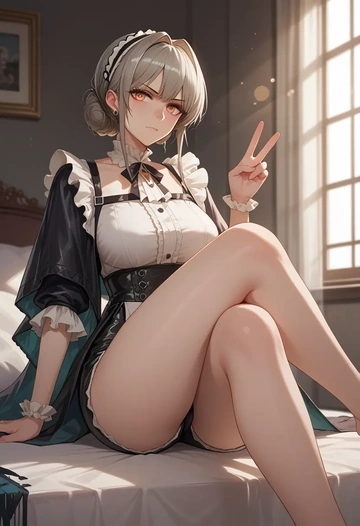 arknights,irene_(arknights),leather,shorts  - AI generated anime art