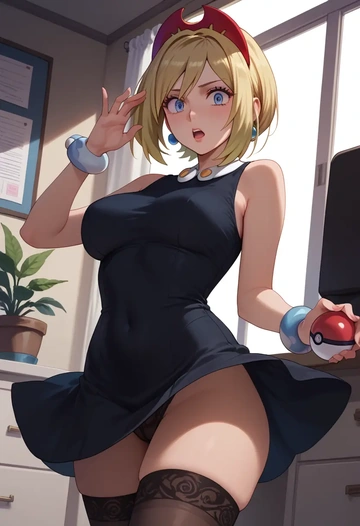 pokemon,irida_(pokemon),secretary, stockings  - AI generated anime art