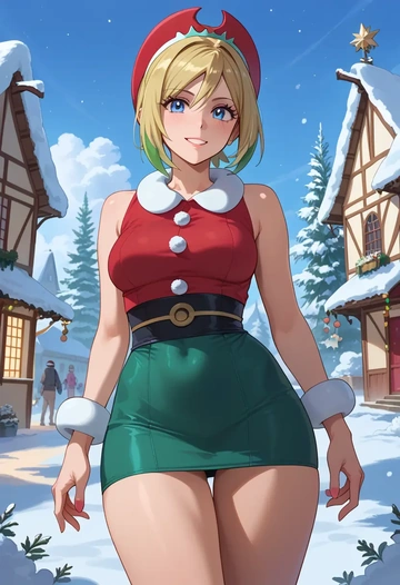 pokemon,irida_(pokemon),Christmas,dress  - AI generated anime art